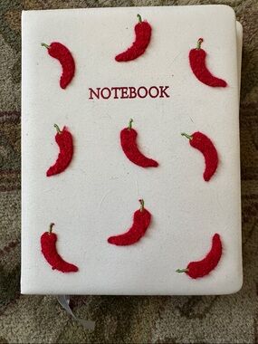 Tufted Chili Pepper Journal Red Embroidered Notebook Coquette Aesthetic Lined